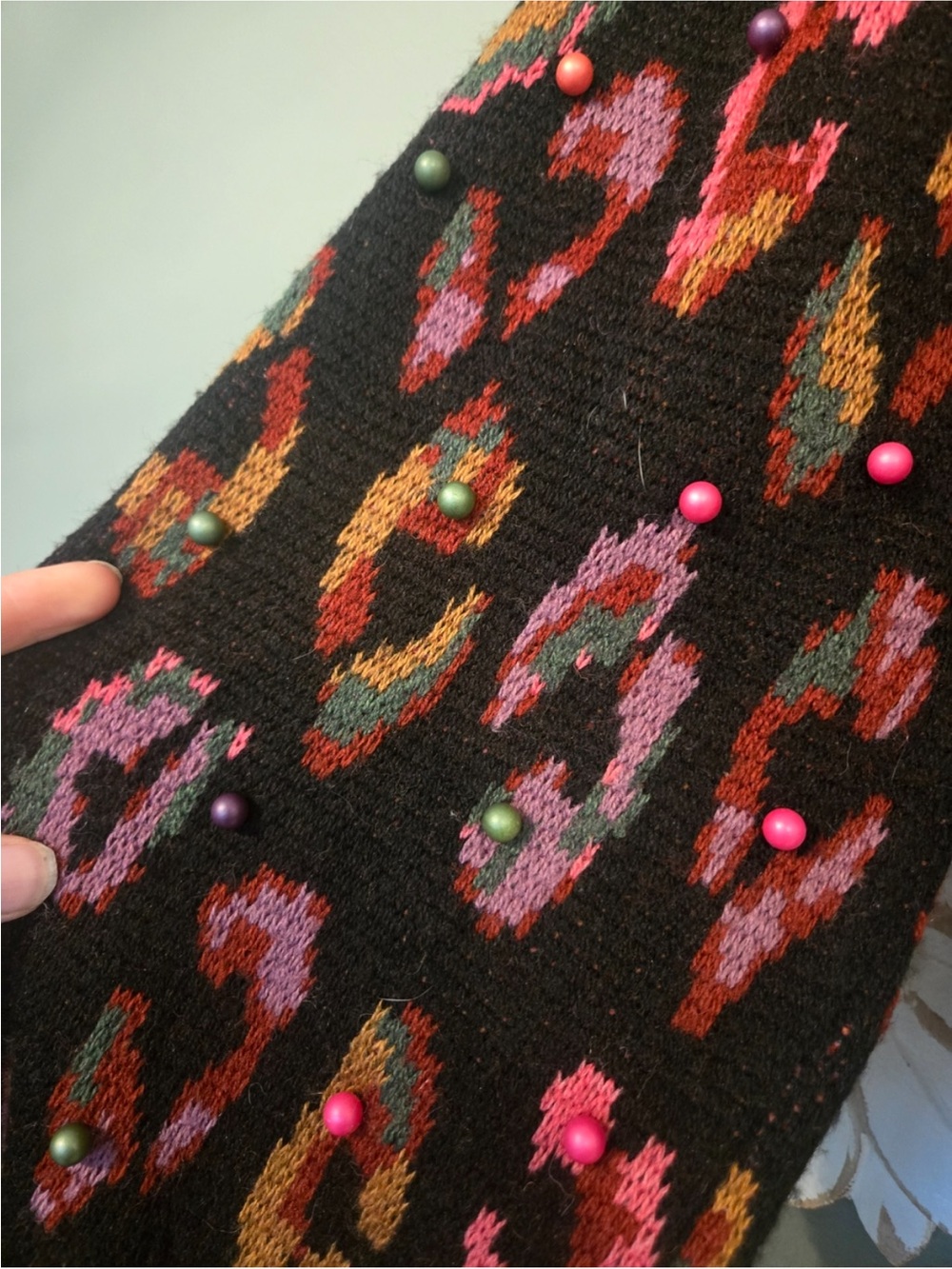 Farm Rio Black Ikat Ball Sweater - Picture 4 of 5